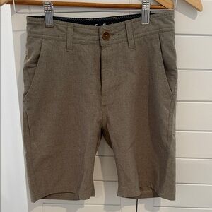 VISSLA Boys Youth Olive-Tan Flat Front Shorts